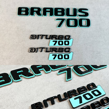 Brabus 700 rear emblem in gloss black with Tiffany Blue for Mercedes trunk