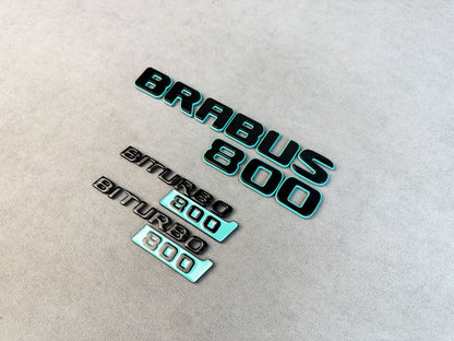 Complete Brabus 800 badge set for Mercedes on display