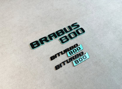 Detailed view of Brabus 800 emblem with glossy finish