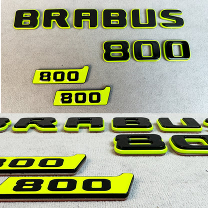 Complete BRABUS 800 lime green emblem set for Mercedes W463A