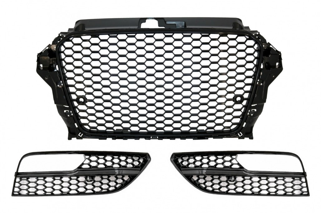 Badgeless Front Grille RS3 Style with Fog Lamp Covers for Audi A3 8V (2012–2016)