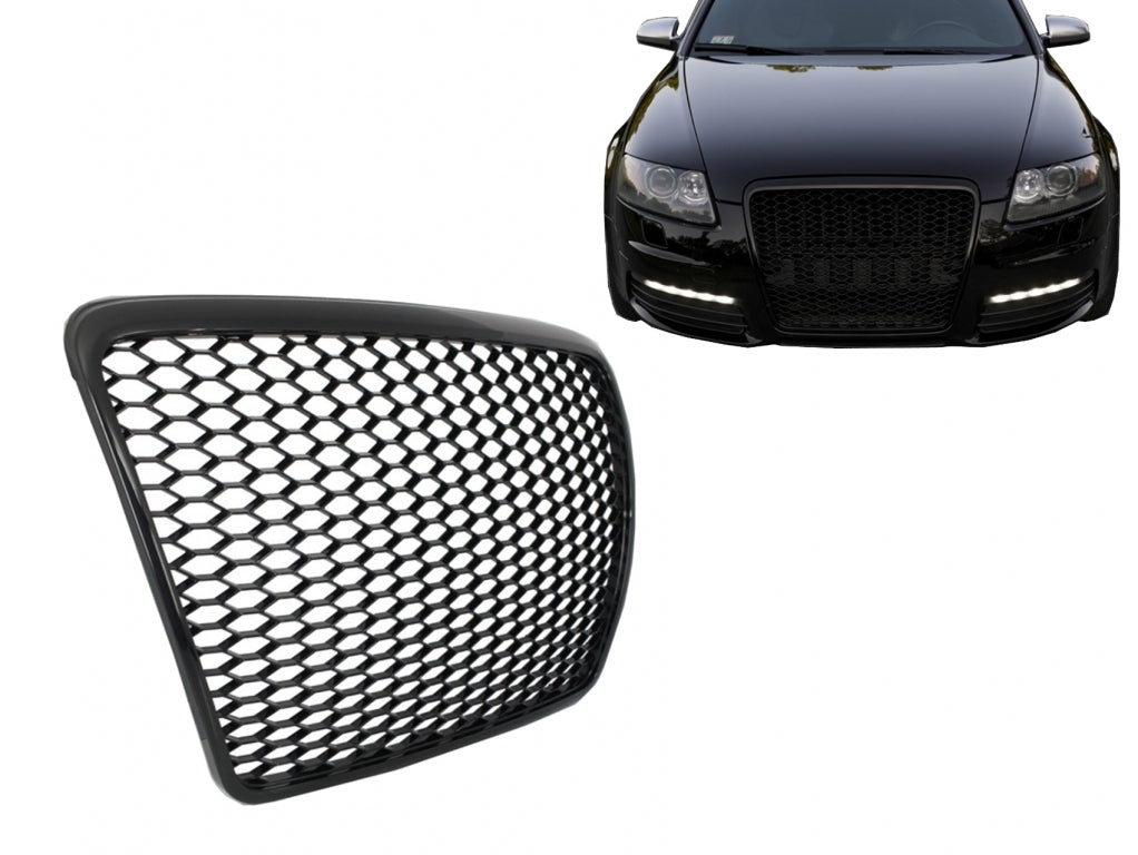 Badgeless Front Grille RS Design Black for Audi A6 C6 4F / 4F2 (2004–2011)