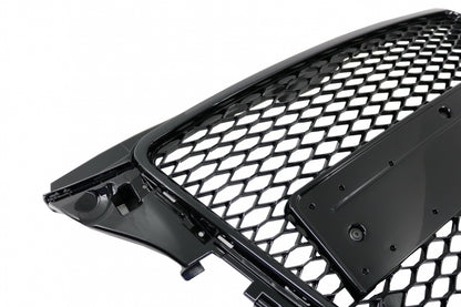 Badgeless Front Grille RS Design Honeycomb Piano Black with PDC Covers for Audi A3 8P Facelift (2007–2012)