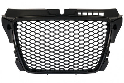Badgeless Front Grille RS Design Piano Black for Audi A3 8P Facelift (2007–2012)