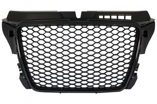Badgeless Front Grille RS Design Piano Black for Audi A3 8P Facelift (2007–2012)