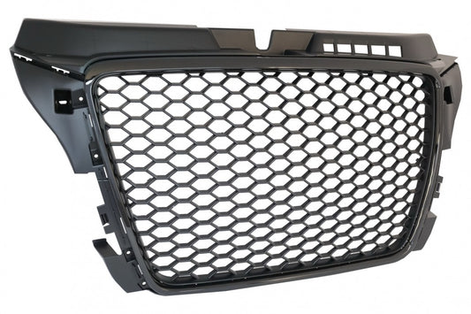 Badgeless Front Grille RS Design Piano Black for Audi A3 8P Facelift (2007–2012)
