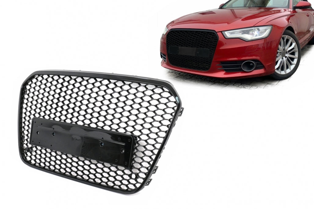 Badgeless Front Grille Shiny Black for Audi A6 C7 4G (2011–10.2014)