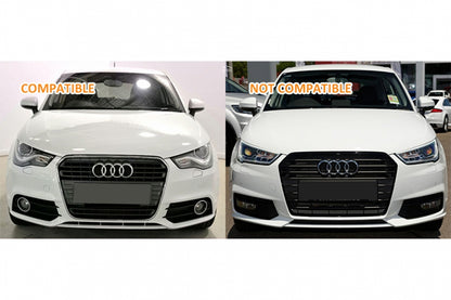 Badgeless Front Grille compatible with Audi A1 8X (2010-2014) RS1 Design Piano Black