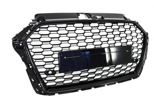Badgeless Front Grille for Audi A3 8V Facelift 2017–2018 RS3 Piano Black