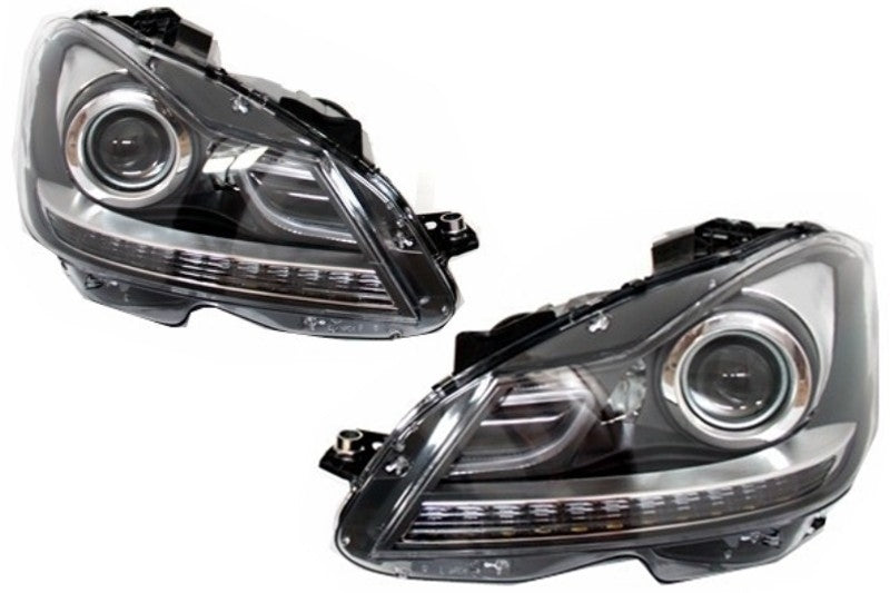 Bi-Xenon Headlights with LED DRL for Mercedes C-Class W204 S204 Facelift (2011–2014)