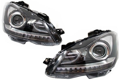Bi-Xenon Headlights with LED DRL for Mercedes C-Class W204 S204 Facelift (2011–2014)