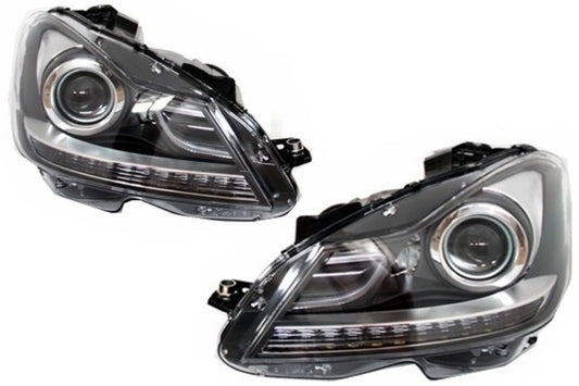 Bi-Xenon Headlights with LED DRL for Mercedes C-Class W204 S204 Facelift (2011–2014)