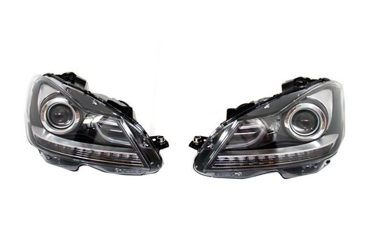 Bi-Xenon Headlights with LED DRL for Mercedes C-Class W204 S204 Facelift (2011–2014)