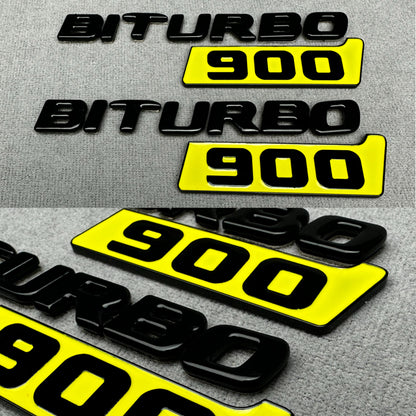 Biturbo 900 black yellow side badges emblems for Mercedes – premium metallic finish and easy installation