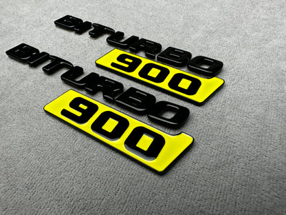 Biturbo 900 black yellow side badges emblems for Mercedes – premium metallic finish and easy installation