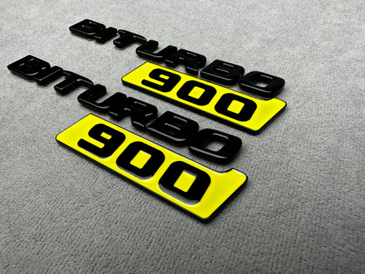 Biturbo 900 black yellow side badges emblems for Mercedes – premium metallic finish and easy installation