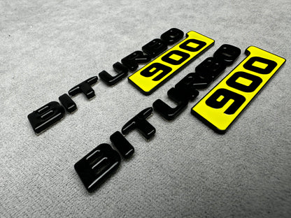 Biturbo 900 black yellow side badges emblems for Mercedes – premium metallic finish and easy installation