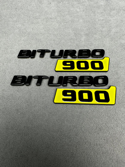 Biturbo 900 black yellow side badges emblems for Mercedes – premium metallic finish and easy installation