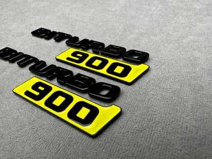 Biturbo 900 black yellow side badges emblems for Mercedes – premium metallic finish and easy installation