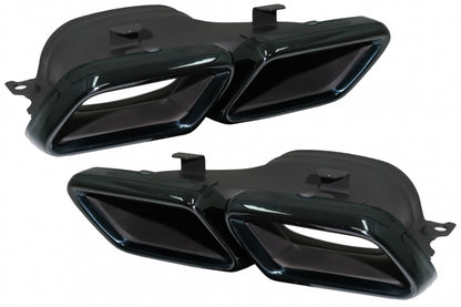 Black Emerald Exhaust Muffler Tips for Mercedes C-Class W205 W213 W222 GLC GLE (2014-Up)
