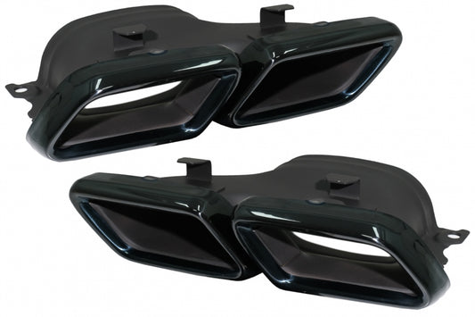 Black Emerald Exhaust Muffler Tips for Mercedes C-Class W205 W213 W222 GLC GLE (2014-Up)