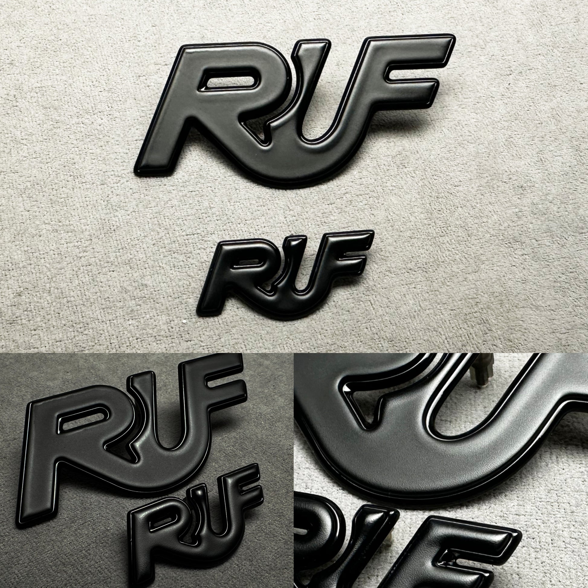 Black metal RUF emblems badges set for Porsche 911 997 996 993 964 930 Turbo