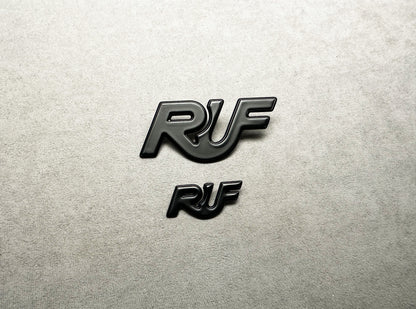 Stylish black RUF emblems for Porsche 911 models – high-performance look