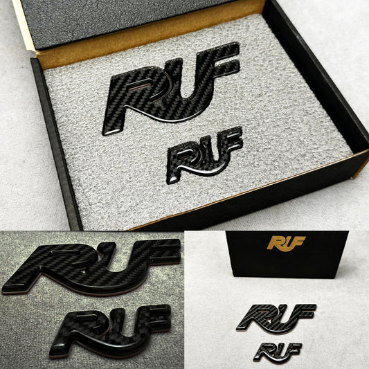 Black with carbon RUF emblems badges set for Porsche 911 997 996 993 964 930 Turbo