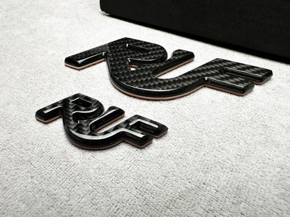 Premium black carbon metal RUF emblem for Porsche Turbo customization