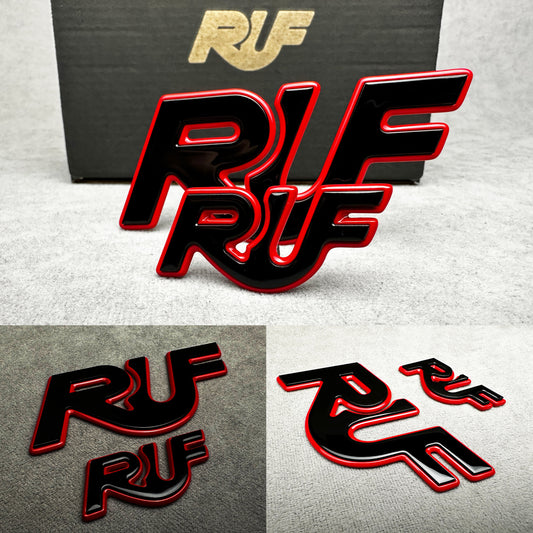 Black with red RUF emblems badges set for Porsche 911 997 996 993 964 930 Turbo