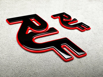 High-quality RUF badge in bold black with red finish for Porsche 911