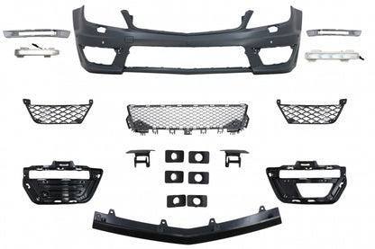 Body Kit C63 Design with GT-R Panamericana Grille Piano Black for Mercedes C-Class W204 Sedan (2007–2014)