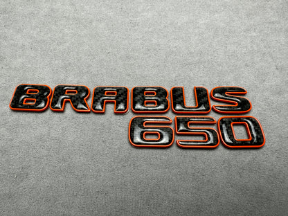 Brabus 650 Emblem Badge Rear Trunk 2-Component Red Metallic with Genuine Carbon for Mercedes
