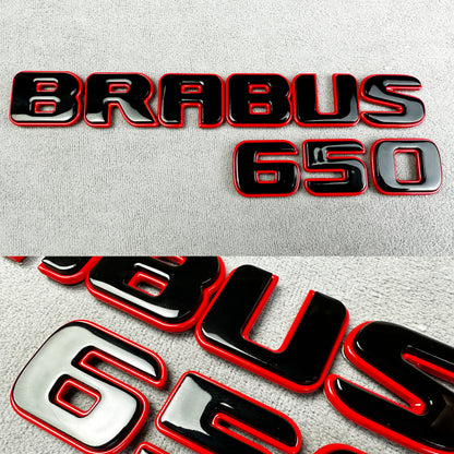 Brabus 650 red with black metal rear trunk emblem badge for Mercedes C-Class W205, premium quality and easy installation