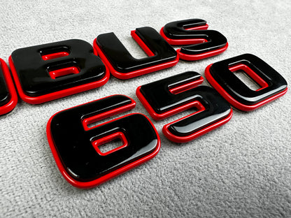 Brabus 650 red with black metal rear trunk emblem badge for Mercedes C-Class W205, premium quality and easy installation