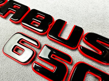 Brabus 650 red with black metal rear trunk emblem badge for Mercedes C-Class W205, premium quality and easy installation