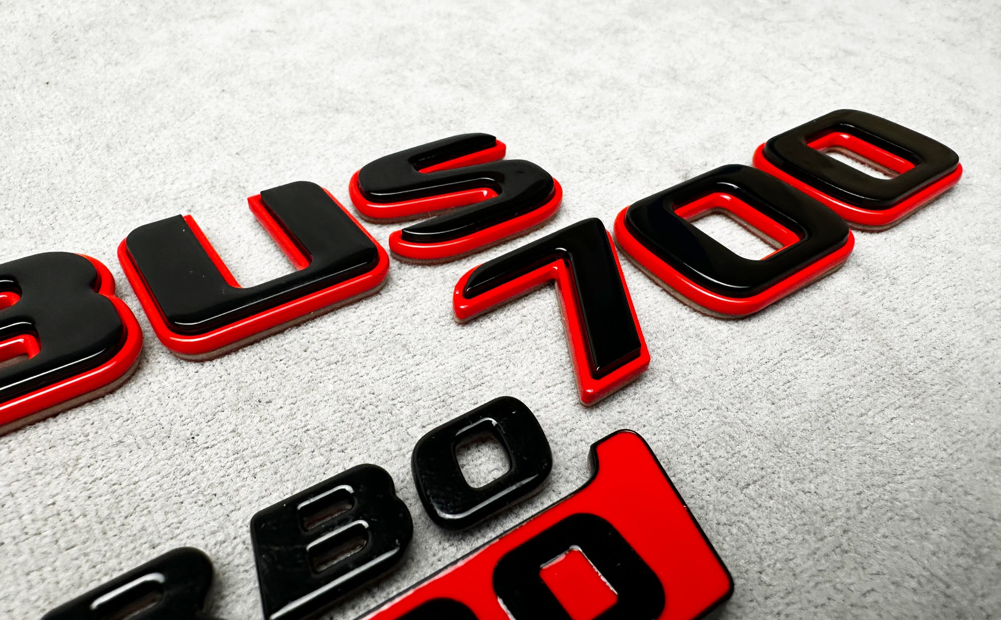 Brabus 700 Biturbo red with black metal rear trunk emblem badge for Mercedes, high-quality design and easy installation