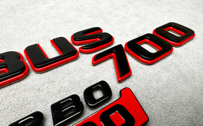 Brabus 700 Biturbo red with black metal rear trunk emblem badge for Mercedes, high-quality design and easy installation