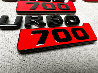 Brabus 700 Biturbo red with black metal rear trunk emblem badge for Mercedes, high-quality design and easy installation