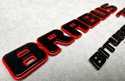 Brabus 700 Biturbo red with black metal rear trunk emblem badge for Mercedes, high-quality design and easy installation