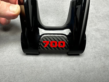 Luxury Brabus flat carbon steering wheel emblem with "700" sign for high-performance cars