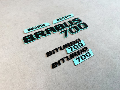 Premium Brabus 700 gloss black and Tiffany Blue emblems