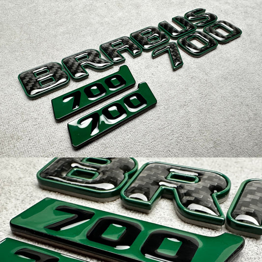 Brabus 700 Mean Green Metal with Carbon Trunk Badge Emblem for Mercedes W465 G-Wagon – premium styling with a high-performance carbon finish