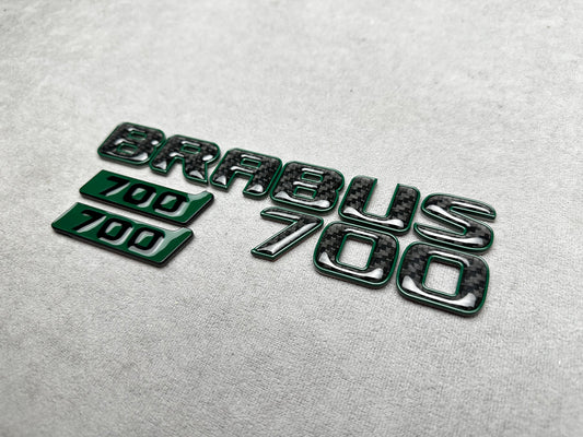 Brabus 700 Mean Green Metal with Carbon Trunk Badge Emblem for Mercedes W465 G-Wagon – premium styling with a high-performance carbon finish