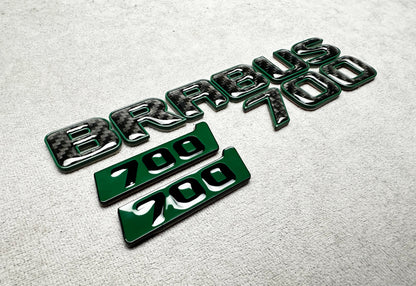 Brabus 700 Mean Green Metal with Carbon Trunk Badge Emblem for Mercedes W465 G-Wagon – premium styling with a high-performance carbon finish