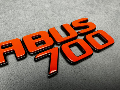 Brabus 700 emblem badge metallic orange with black for Mercedes rear trunk
