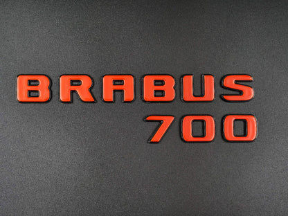 Brabus 700 emblem badge metallic orange with black for Mercedes rear trunk