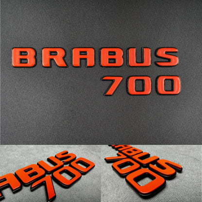 Brabus 700 emblem badge metallic orange with black for Mercedes rear trunk