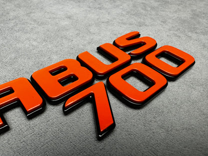 Brabus 700 emblem badge metallic orange with black for Mercedes rear trunk