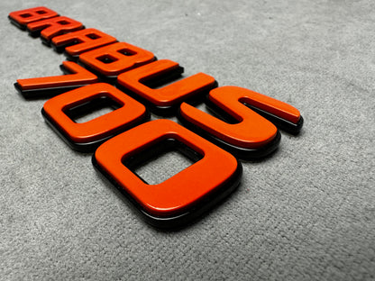 Brabus 700 emblem badge metallic orange with black for Mercedes rear trunk